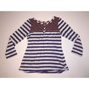 Anthropologie Postmark Striped Floral Shirt Sz XS